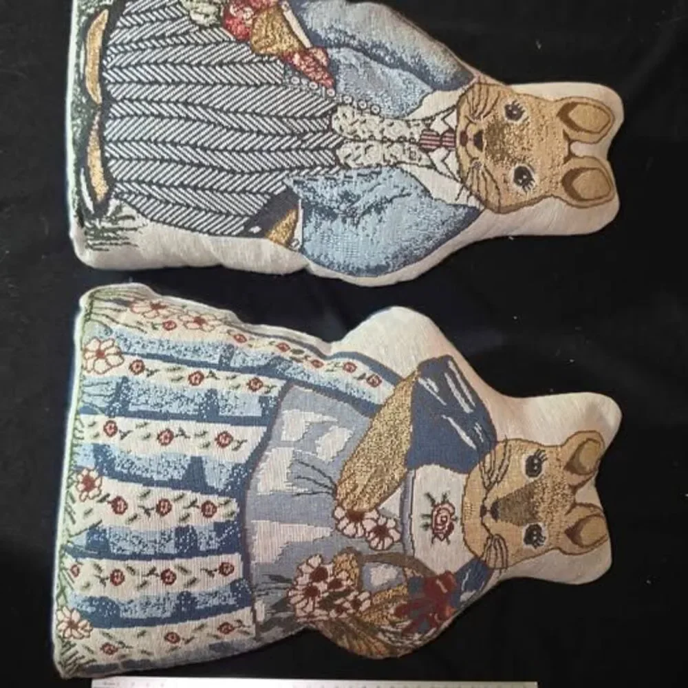 Vintage weighted tapestry peter rabbit Beatrix rabbit pillows
